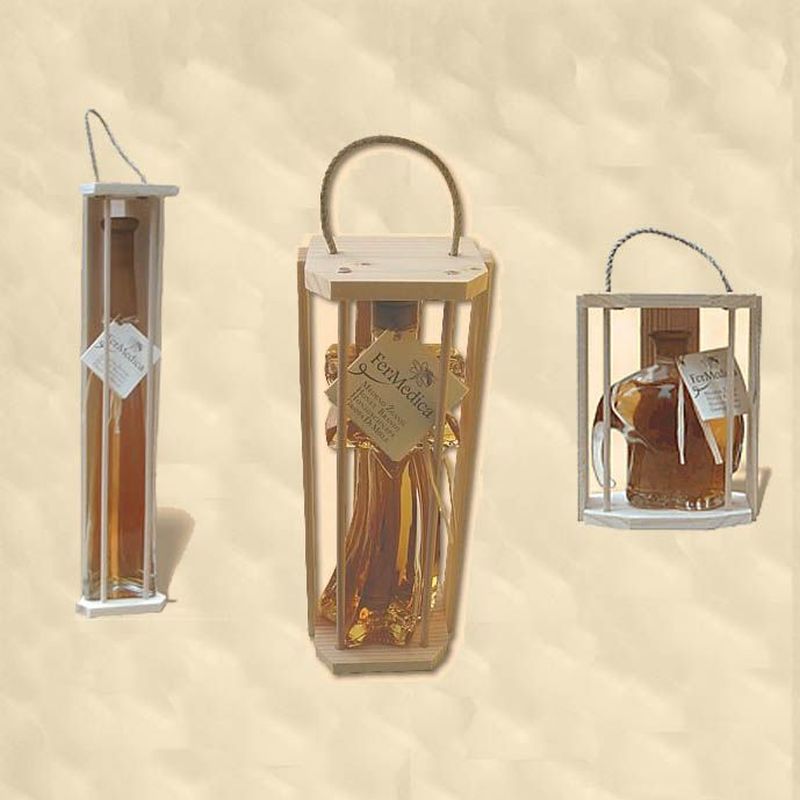 Honig Likör 0,2 l im Holzträger - F