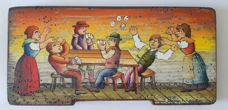 Bemalte Bienenstockstirnbretter - Kartenspiel