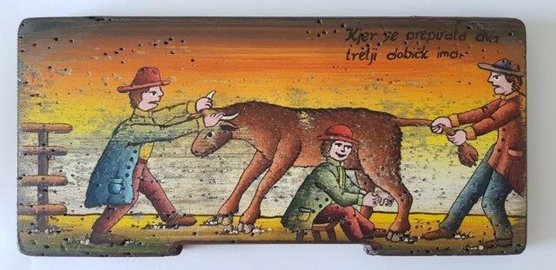 Bemalte Bienenstockstirnbretter - Bauer und Advokat