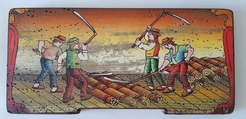 Bemalte Bienenstockstirnbretter - Dreschen