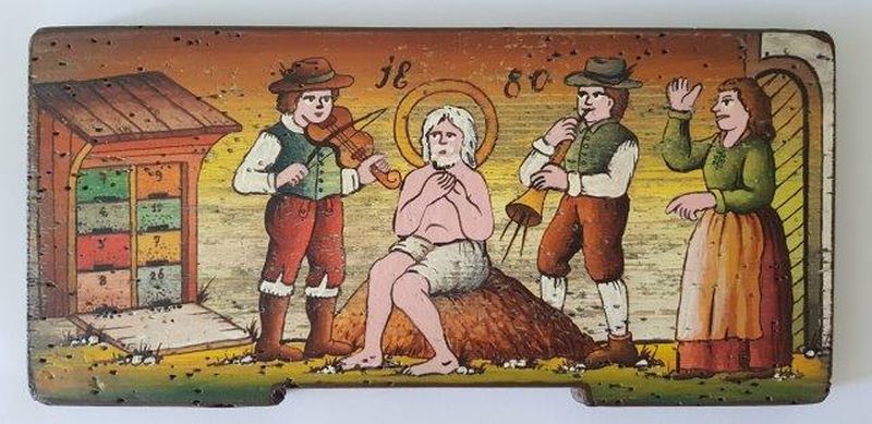 Bemalte Bienenstockstirnbretter - Der leidende Job