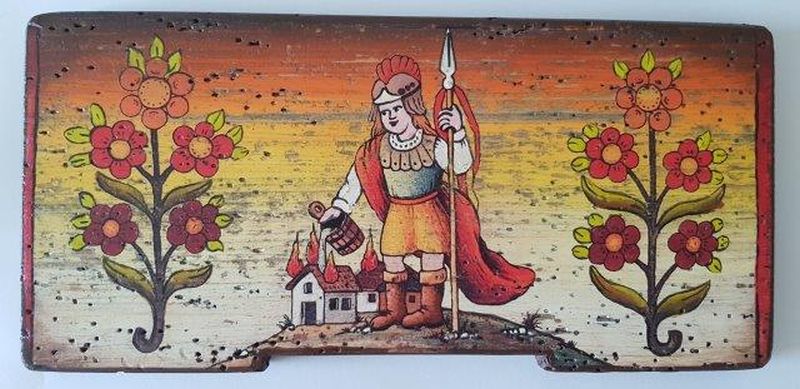Bemalte Bienenstockstirnbretter - der Hl. Florian