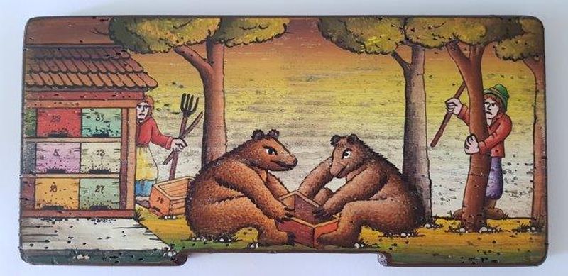 Bemalte Bienenstockstirnbretter - Zwei Bären