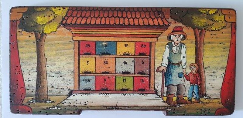 Bemalte Bienenstockstirnbretter - Der Alte und der Junge Imker