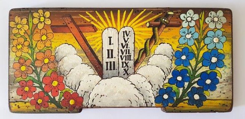 Bemalte Bienenstockstirnbretter - Die Zehn Gebote