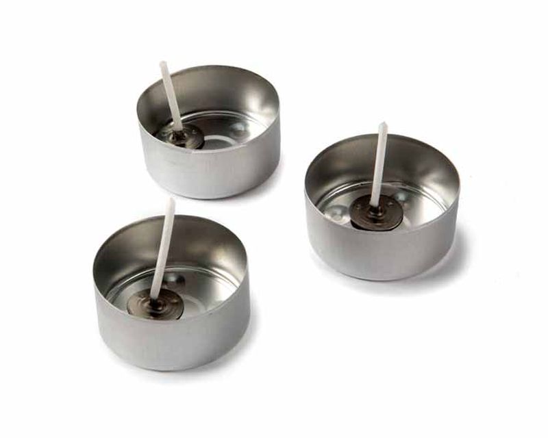 Aluhuellen fuer Teelichter und Teelichtdocht mit Plaetchen (100 Stk.)