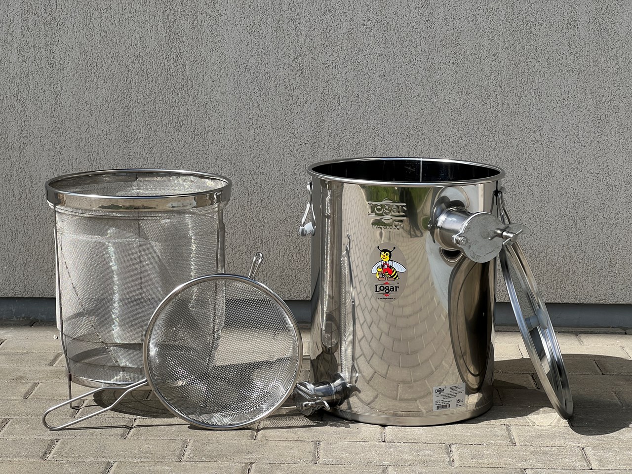 Logar Unterstell-Siebkanne 35 kg – Siebkanne mit nicht verstopfendem Sieb