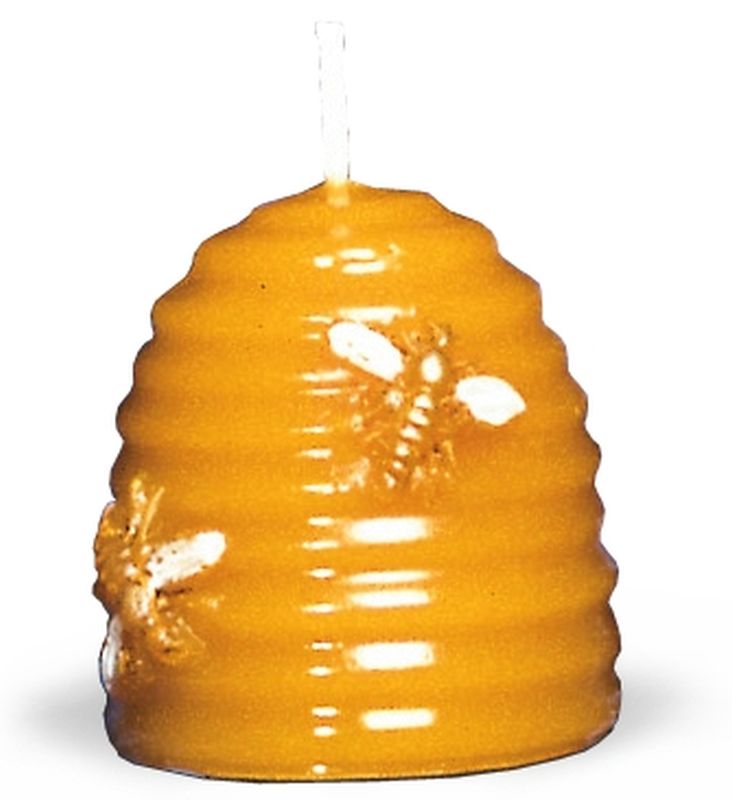Bienenkorbkerze mit Bienen