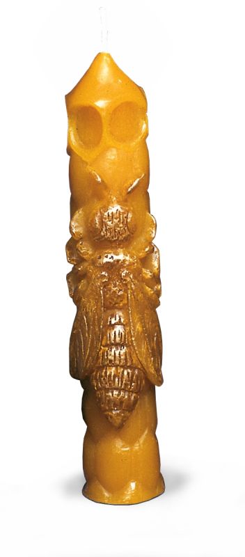 Imkerkerze mit Bienenmotiv