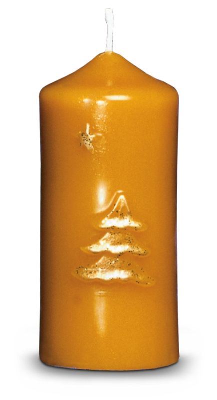 Kerze mit Baumrelief