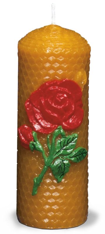 Wabenkerze mit Rosenmotiv